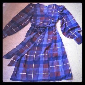 💙Plaid Wrap Dress